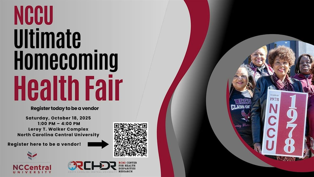 Health Fair Vendors Needed for NCCU's Ultimate Health Fair - October 18th