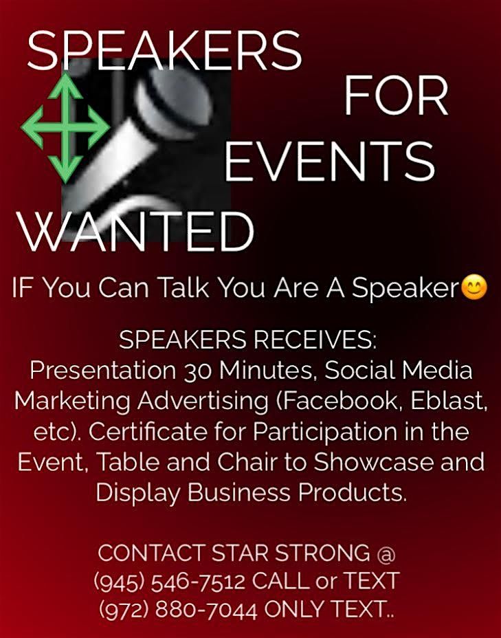 SPEAKERS WANTED