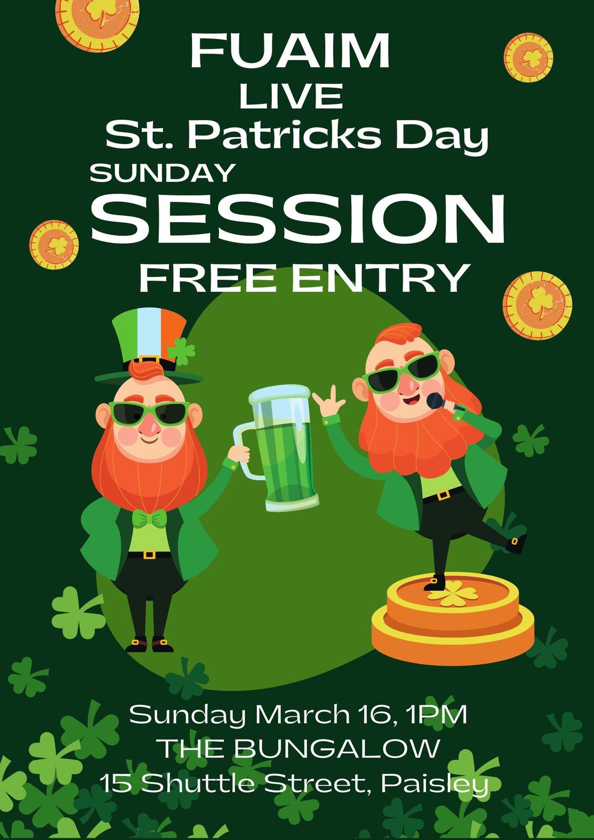 FUAIM Live St Patricks Sunday Session FREE ENTRY