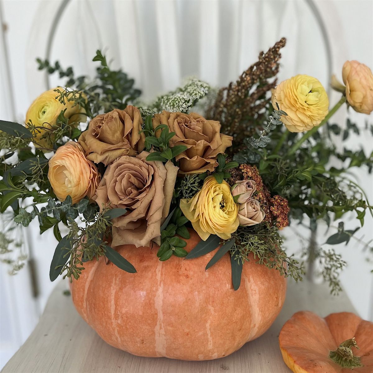 Fresh Floral Pumpkin Centerpiece