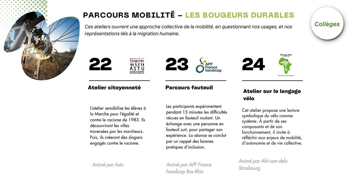Parcours Mobilit\u00e9 - Les Bougeurs durables - Coll\u00e8ges - 15h \u00e0 16h30