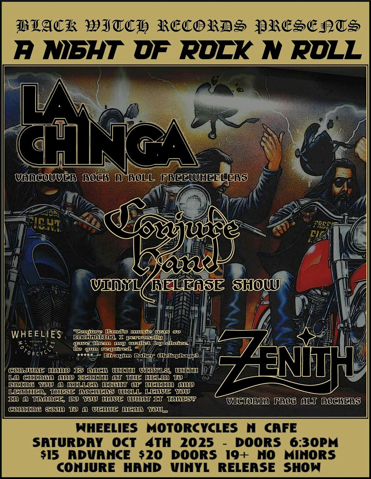 Conjure hand vinyl release with special guests La Chinga and Zenith