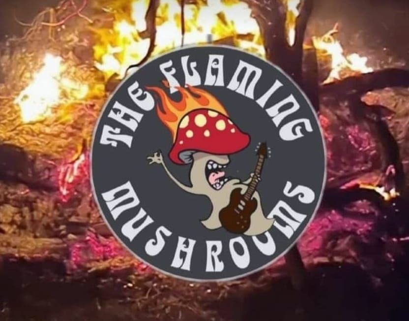 the Flaming Mushrooms help guide Santa in with Rock n Roll for a quick beer 