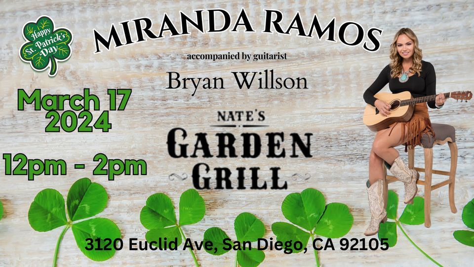 St. Patrick's Day w\/ live music by Miranda Ramos @ Nate's Garden Grill