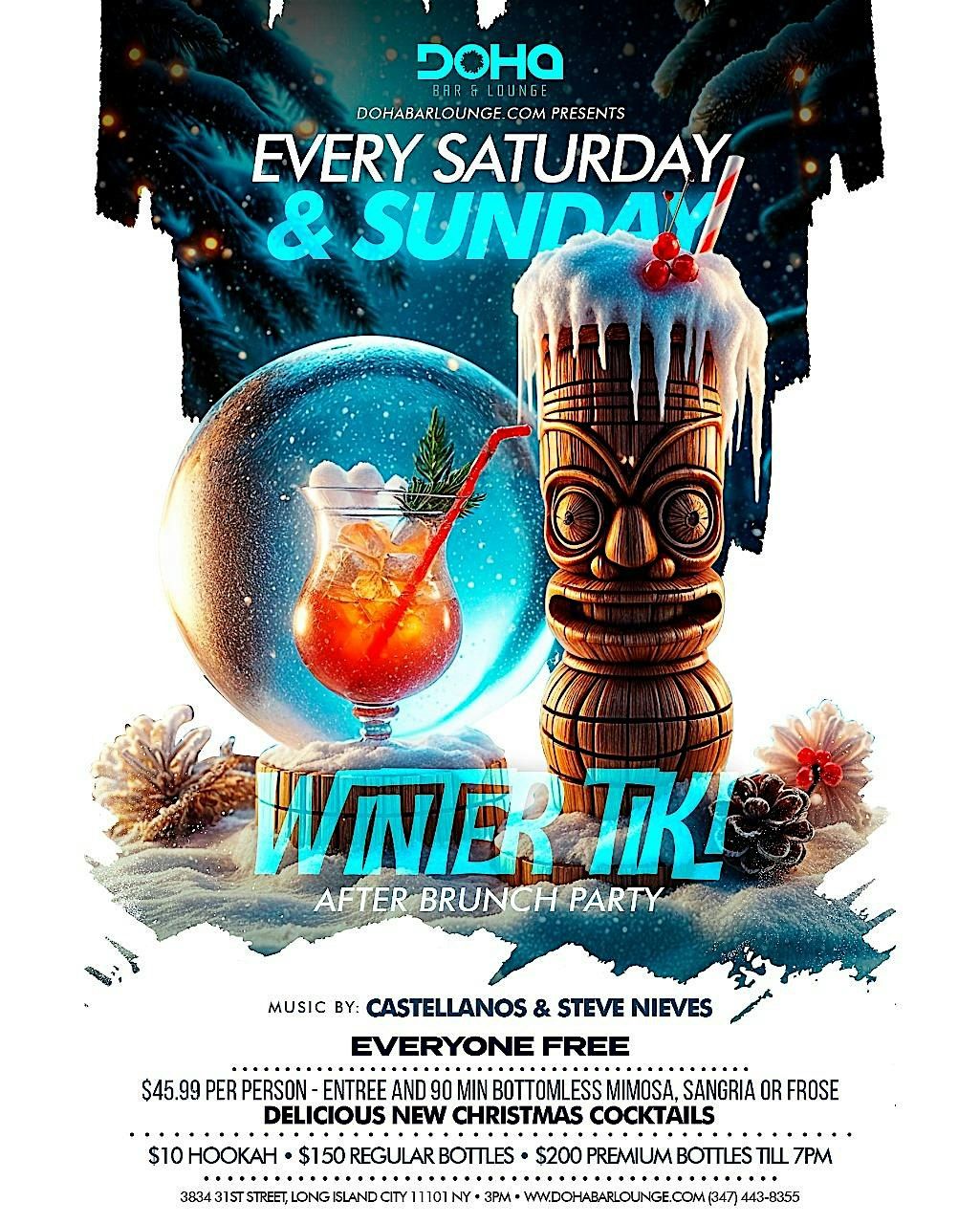 Saturday and Sunday Winter Tiki After Brunch Party at Doha Bar Lounge NYC