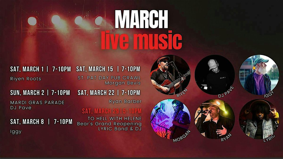 Bear's Smokehouse March LIVE MUSIC