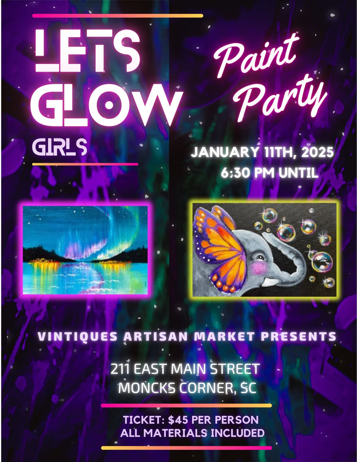 ***GIRLS NIGHT OUT ***  LET'S "GLOW" GIRLS - GLOW IN THE DARK PAINT PARTY