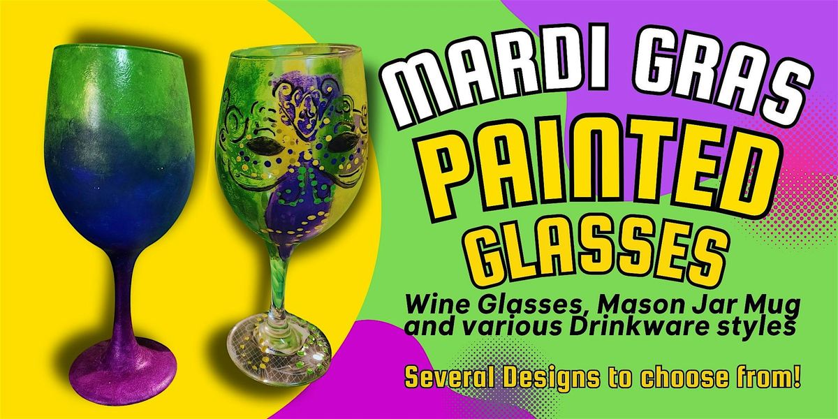 Mardi Gras Painted Glasses