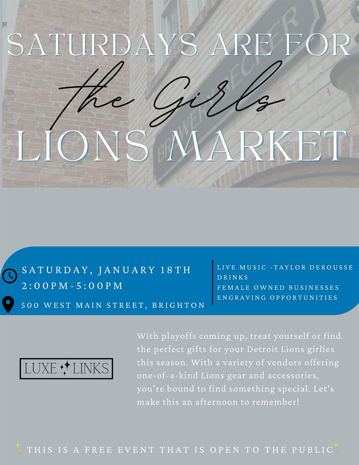 Saturdays Are For The Girls Lions Market