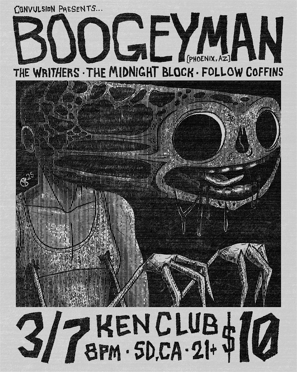 Convulsion presents: BOOGEYMAN, THE WRITHERS, THE MIDNIGHT BLOCK, AND MORE