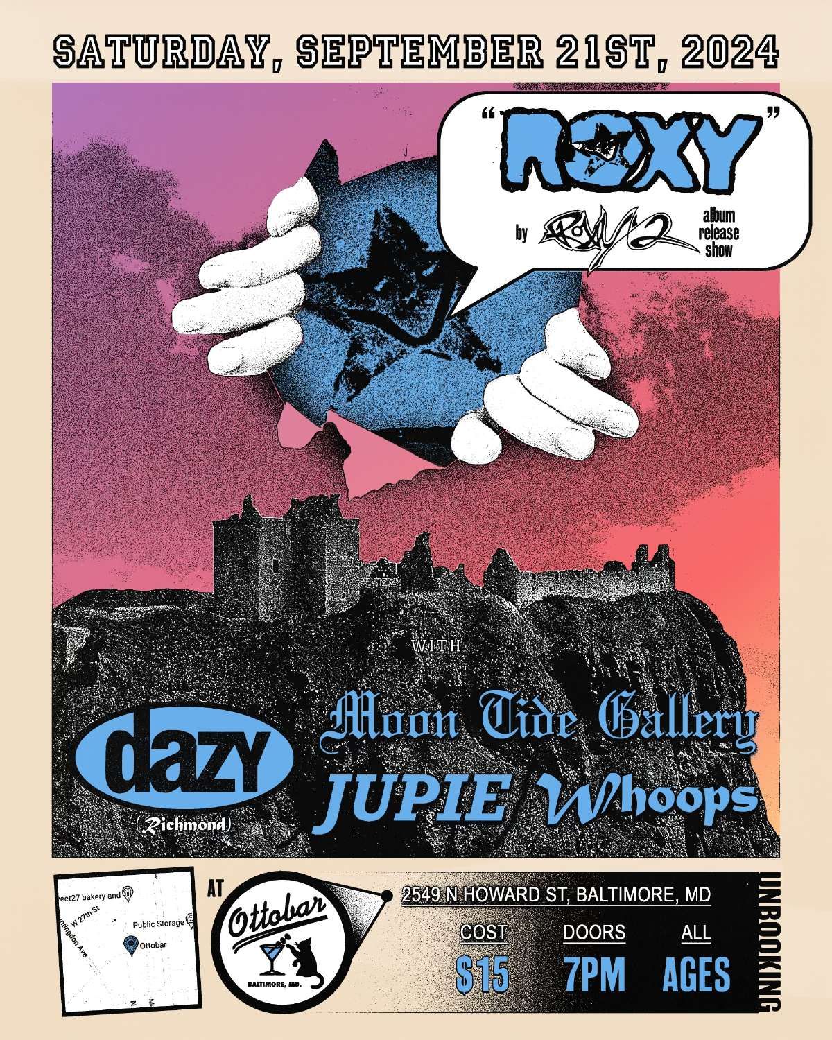 Roxy 2 album release show with Moon Tide Gallery, Dazy, Jupie & Whoops