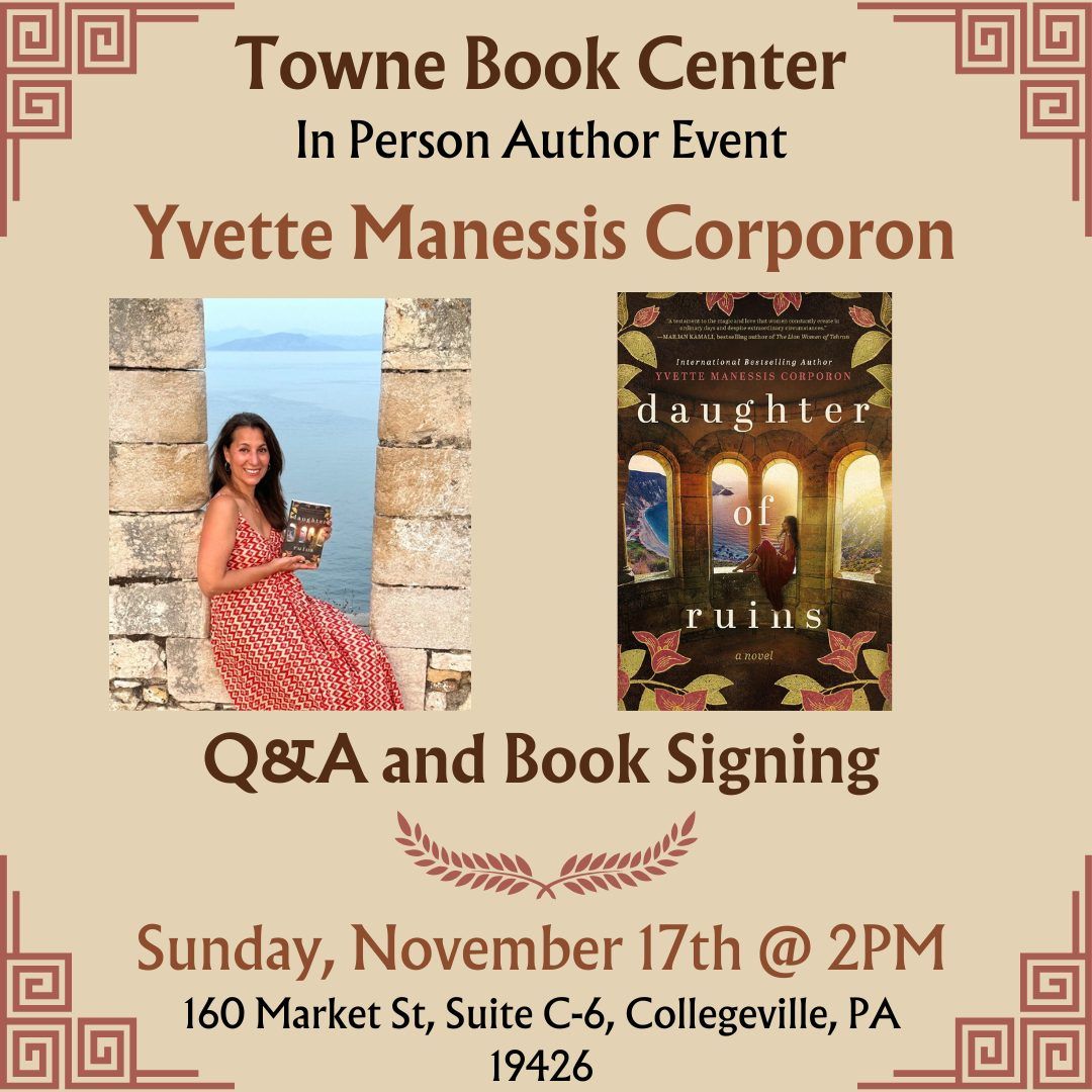 Bestselling Author Yvette Manessis Corporon Visting Towne!