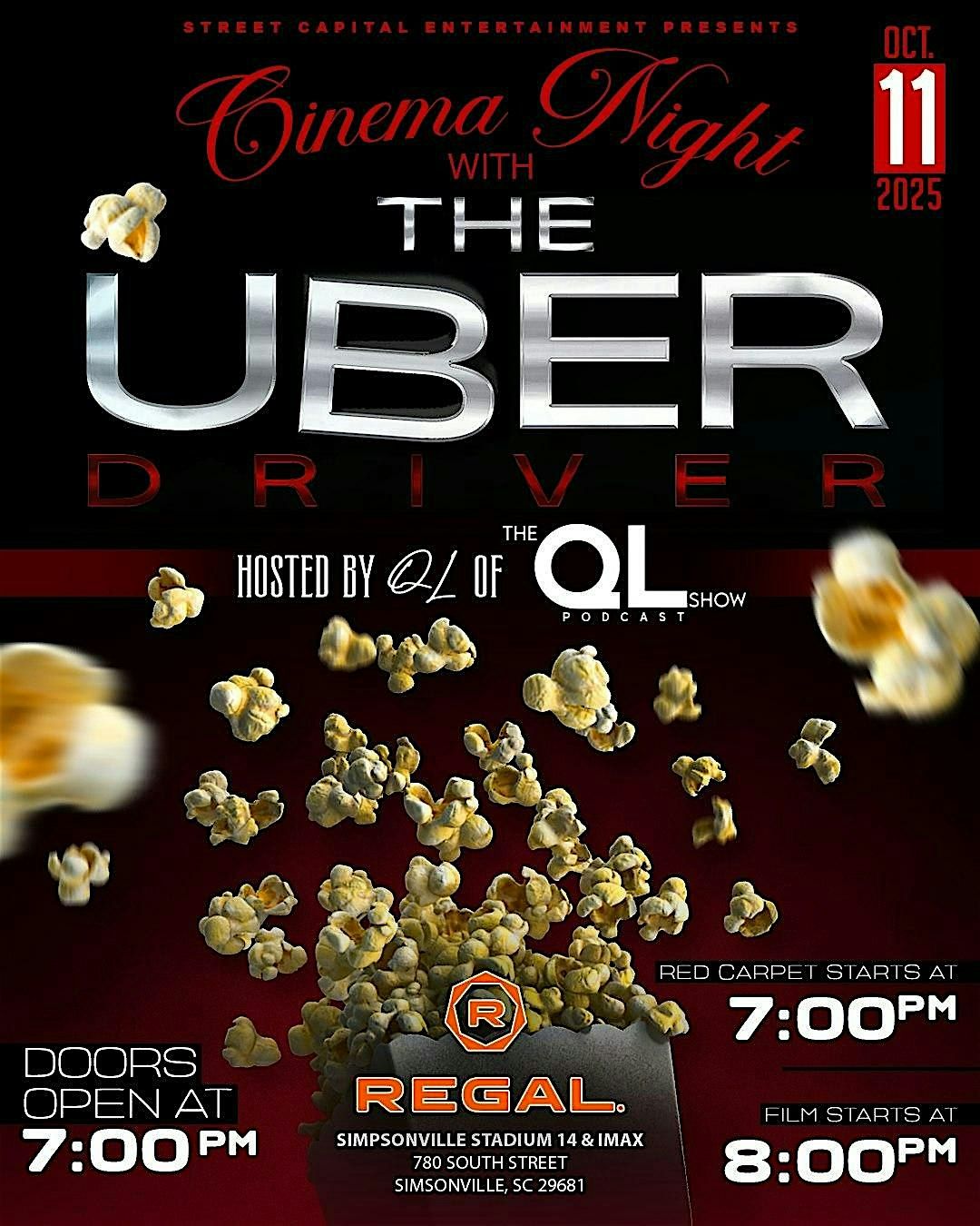 CINEMA NIGHT  With "The Uber Driver" Hosted By QL of The QL Show!!