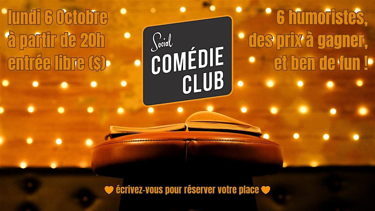 Show d'humour au Social Com\u00e9die Club de Verdun - Lundi 6 octobre
