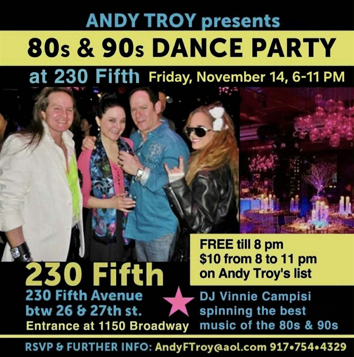 80s & 90s Dance Party at 230 Fifth, Free Admission til 8 PM!