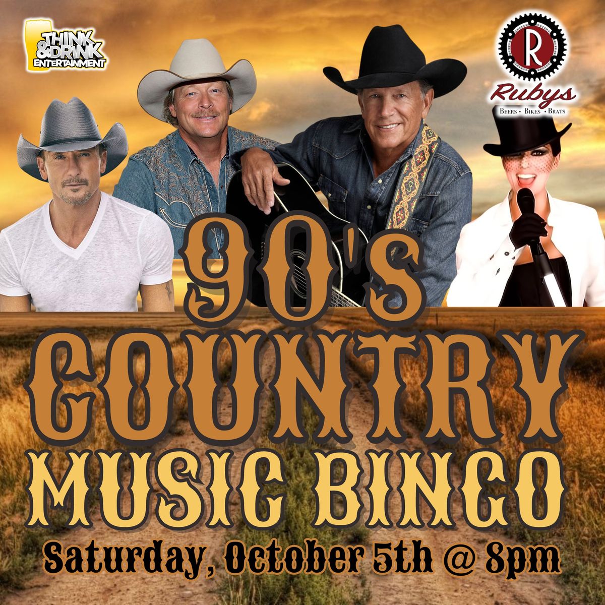 90's Country Music Bingo @ Rubys Beers Bikes & Brats (Davenport, IA) \/ Saturday, October 5th @ 8pm