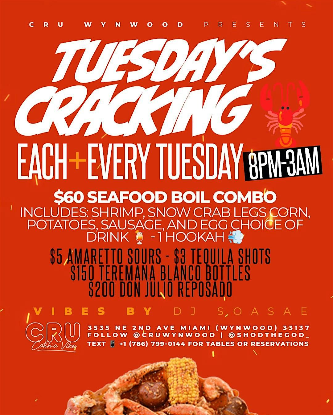 Seafood boils Tuesdays at cru Wynwood