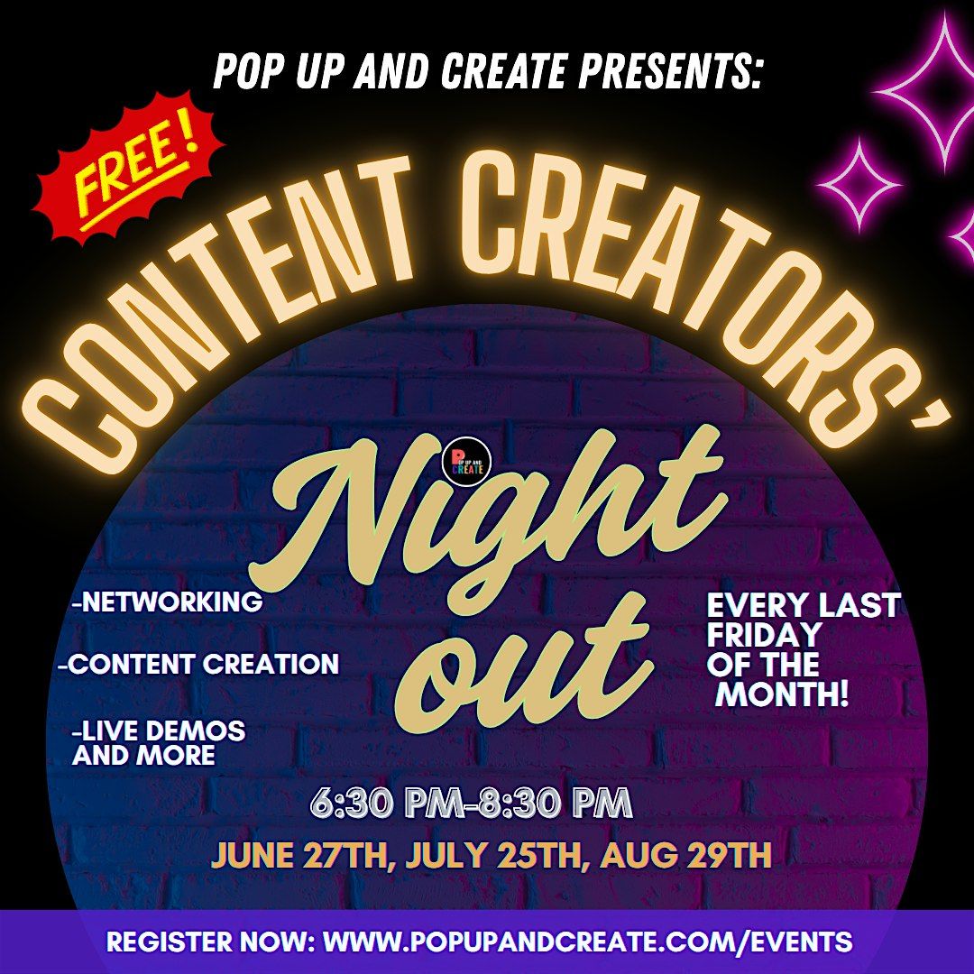 3 Year Anniversary Edition: Content Creators Night Out at Pop Up And Create