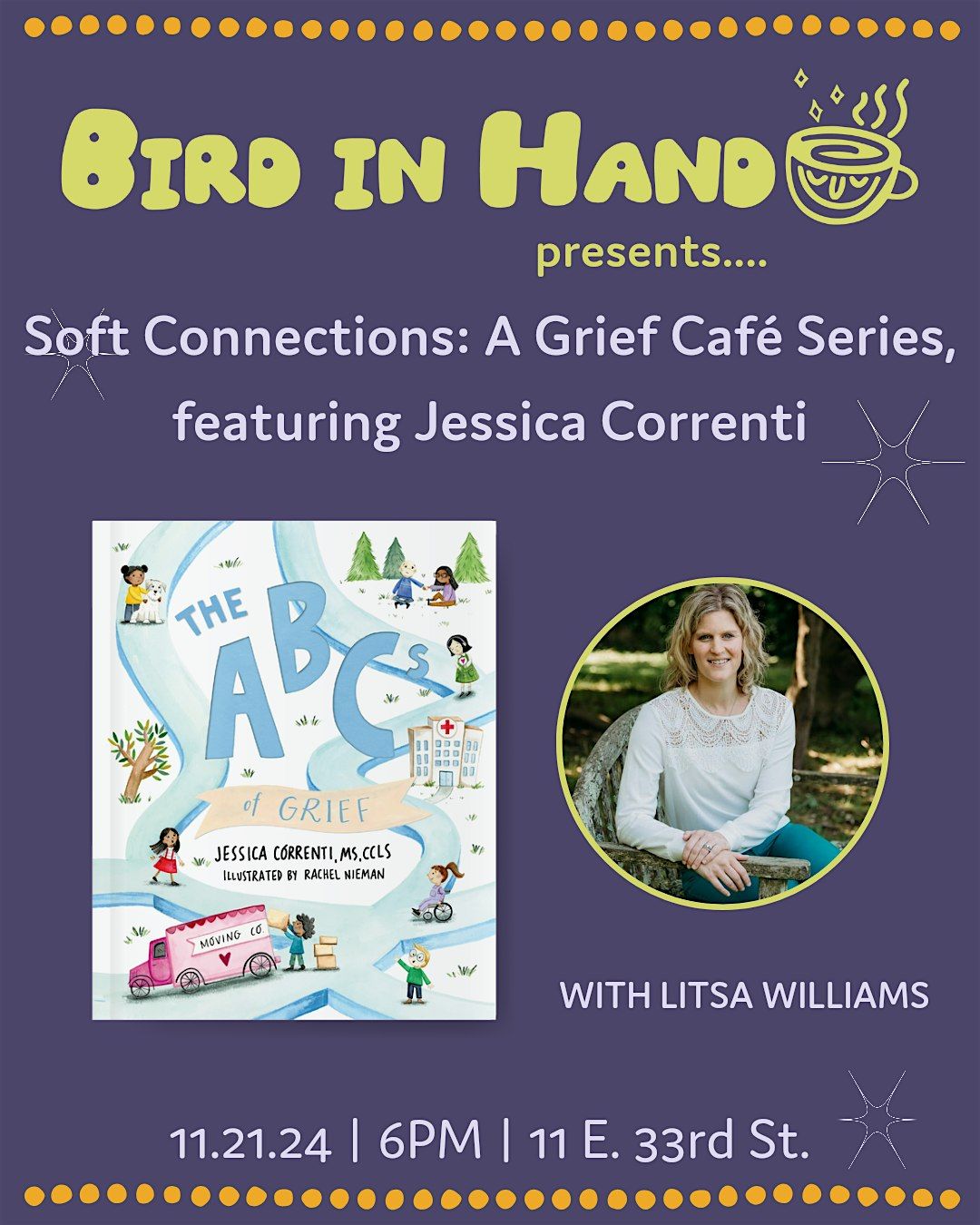 Soft Connections: A Grief Caf\u00e9 Series, featuring Jessica Correnti