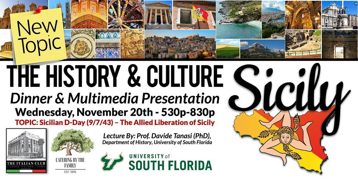 NOVEMBER 20th: History & Culture of Sicily Dinner & Multimedia Presentation