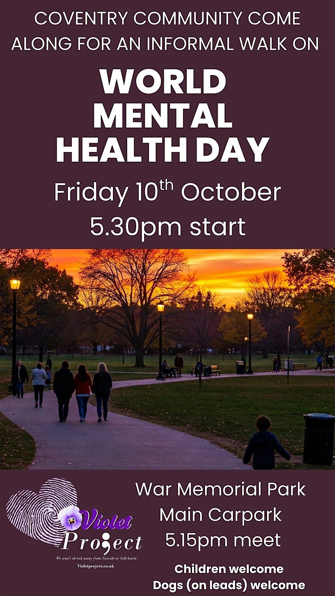 Coventry World Mental Health Day Informal Evening Park Walk