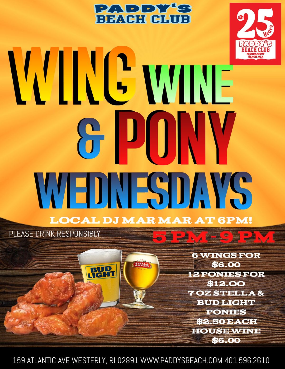 Wing, Wine, & Pony Wednesdays with Local DJ MarMar