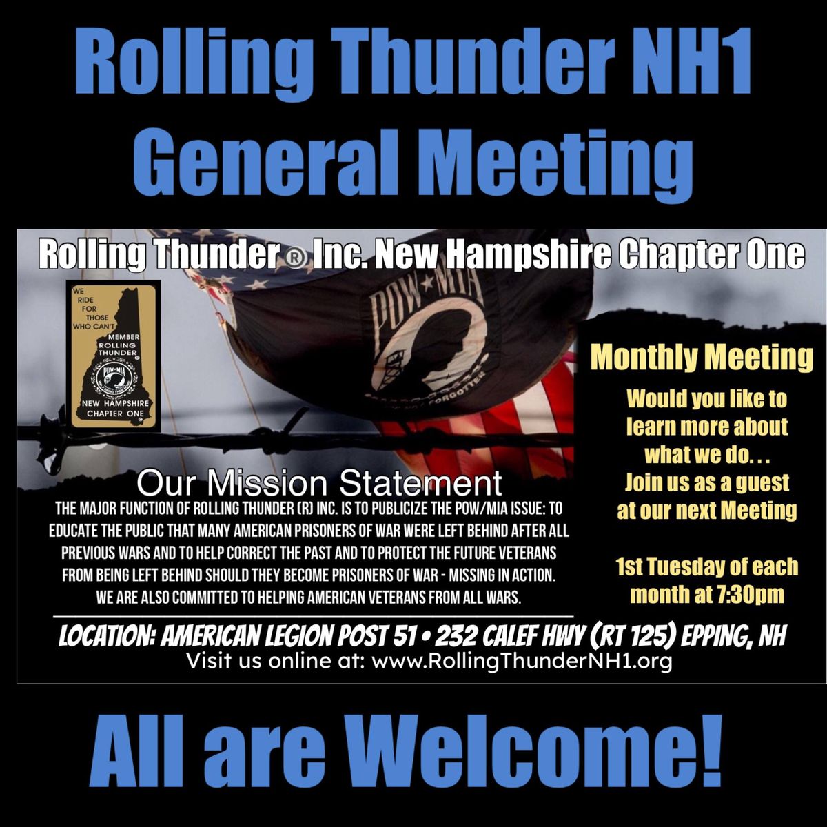 Rolling Thunder NH Chapter 1 General Meeting