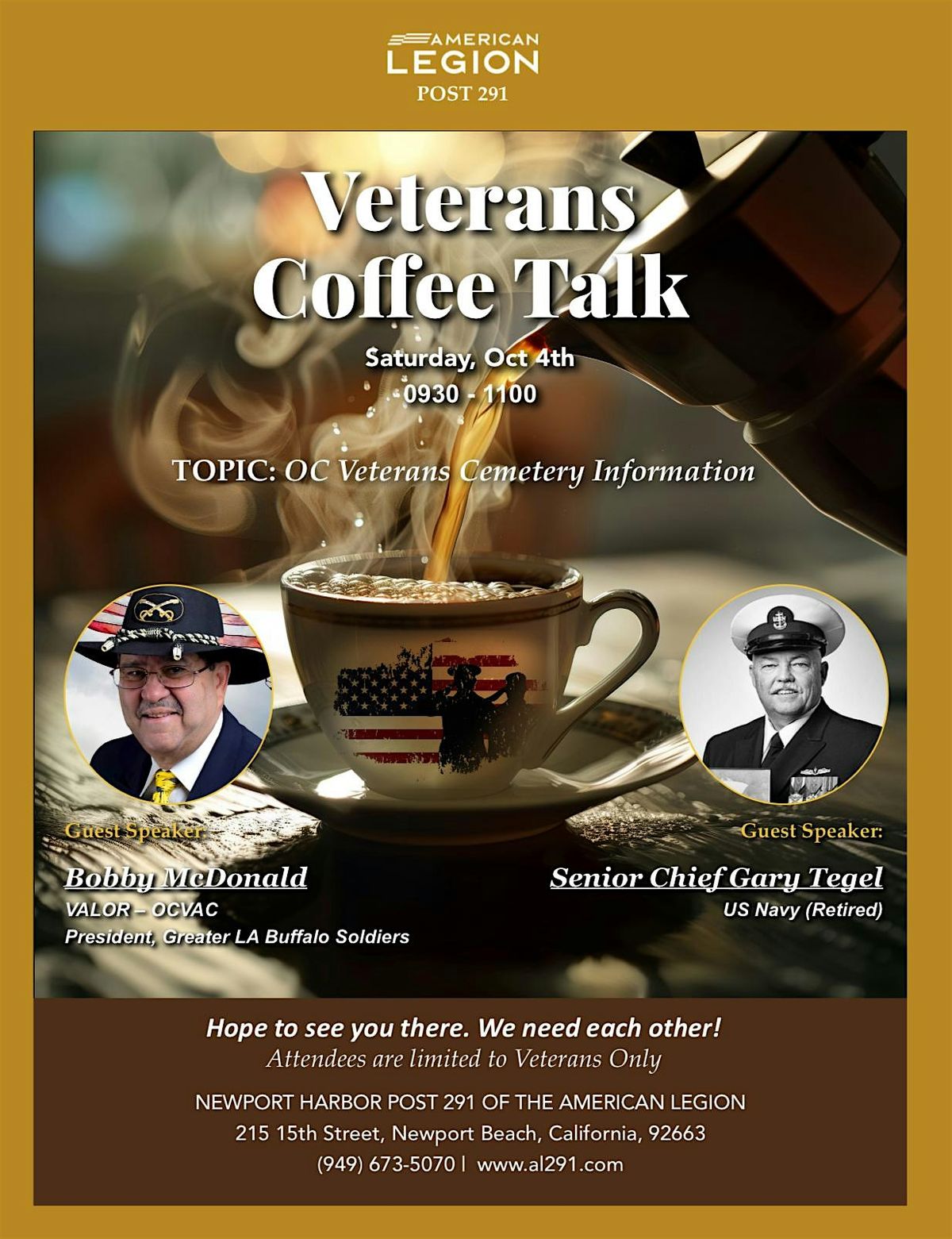 VETERANS Coffee Talk at The American Legion Post 291