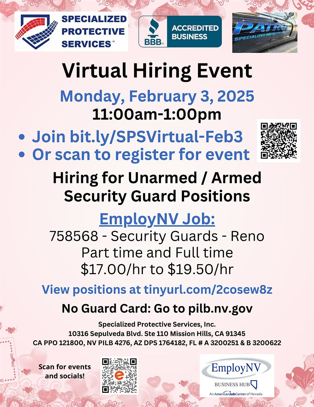 RENO, NV - Specialized Protective Services Virtual Hiring Event