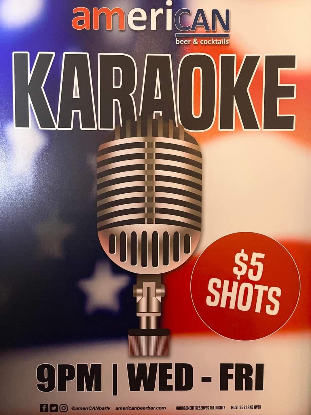 Karate Karaoke @ ameriCAN Beer& Cocktails @ 9pm - 12a or later!