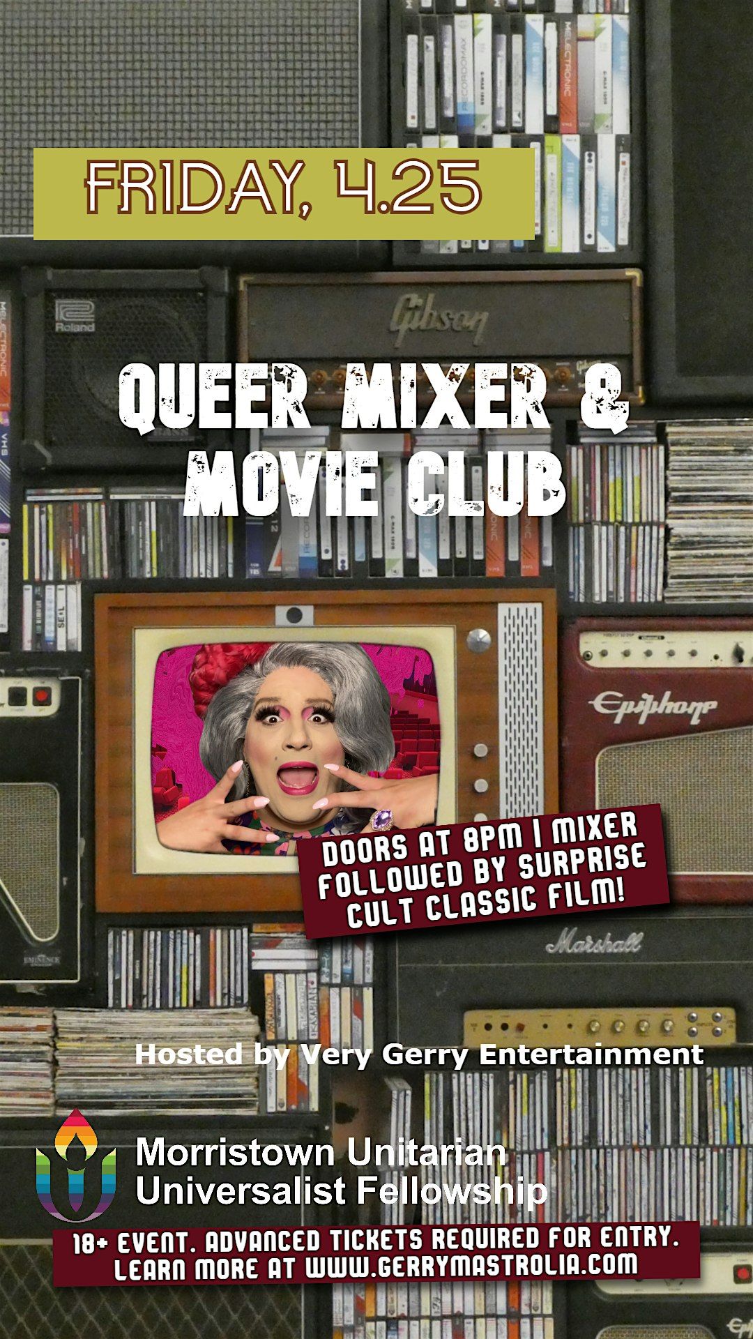 Queer Mixer & Movie Club w\/ Very Gerry: MORRISTOWN, NJ: 4\/25