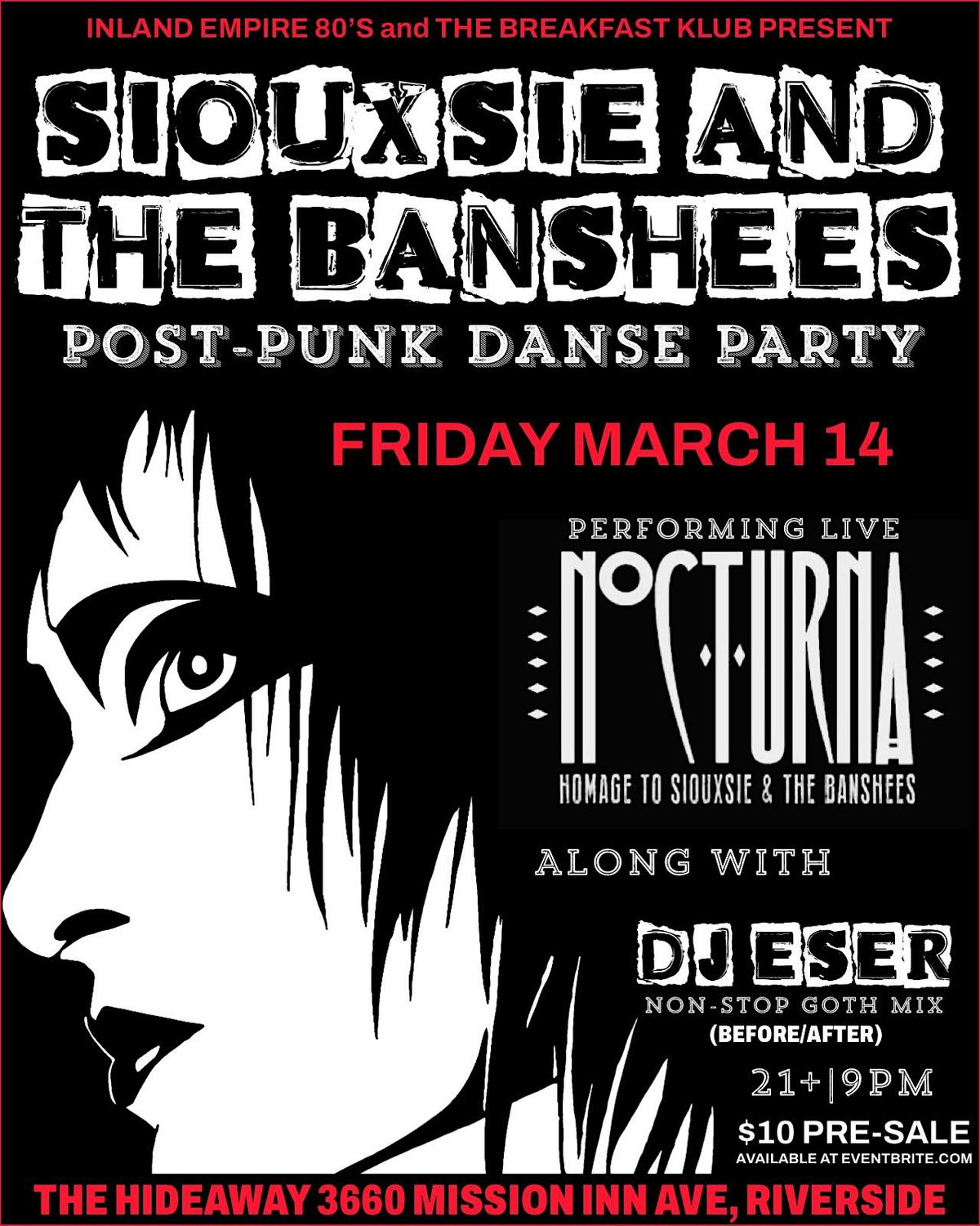 Siouxsie & The Banshees live tribute in Riverside!