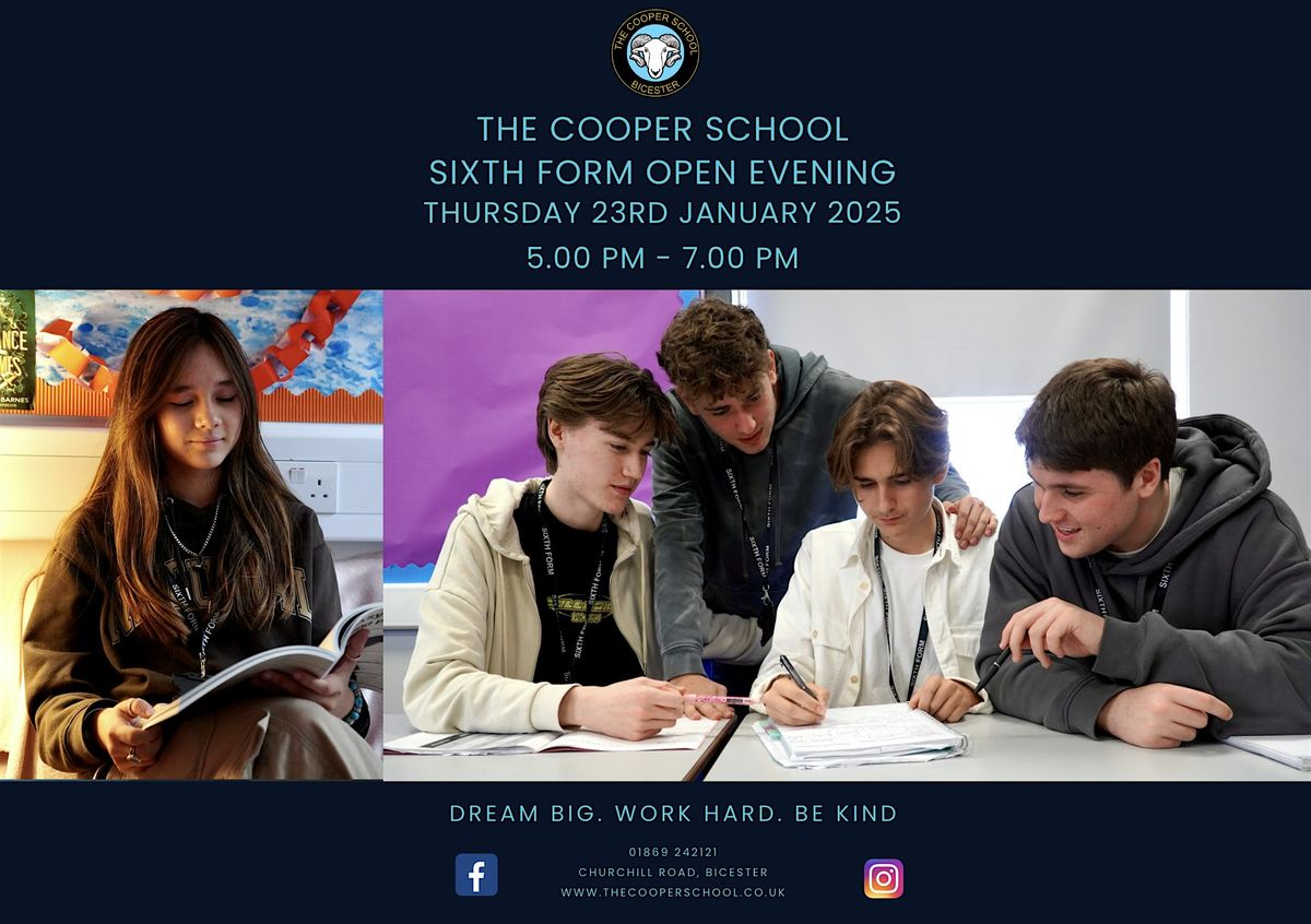 The Cooper School - Sixth Form Open Evening - Thursday 23rd January 2025