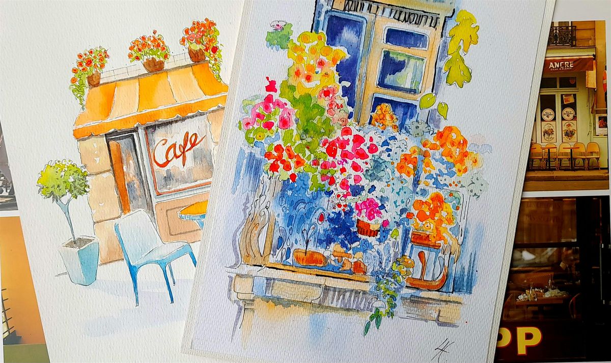 Travel Sketchbooks - Cafe Scenes and Balconies
