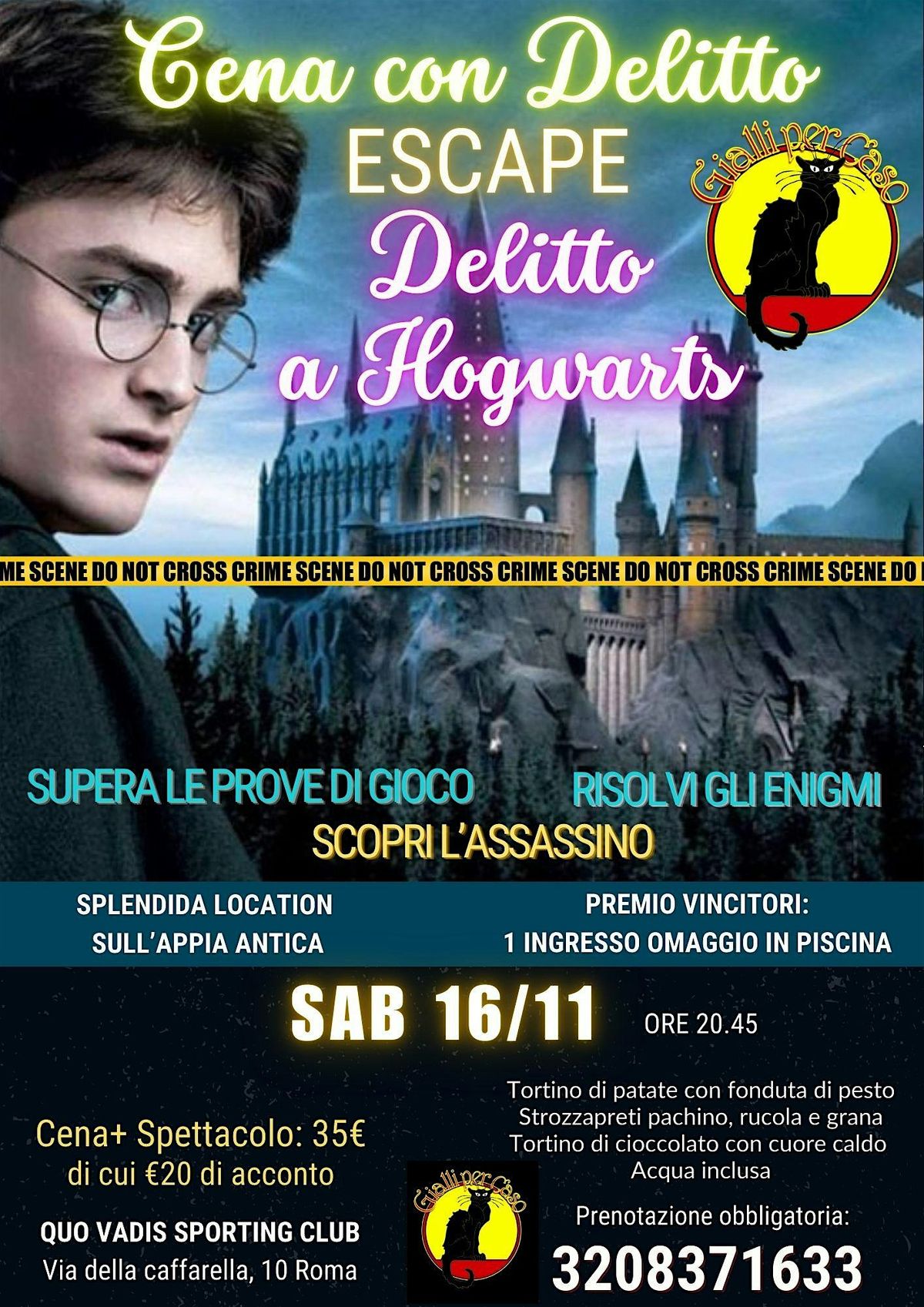 Cena con Delitto HARRY POTTER con Enigmi Escape di GialliperCaso