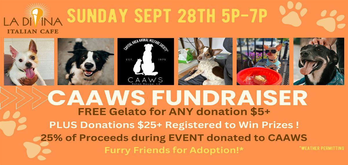 Gelato Love for Dogs:   A CAAWS Fundraiser Sunday, Sept 28th 5p-7p