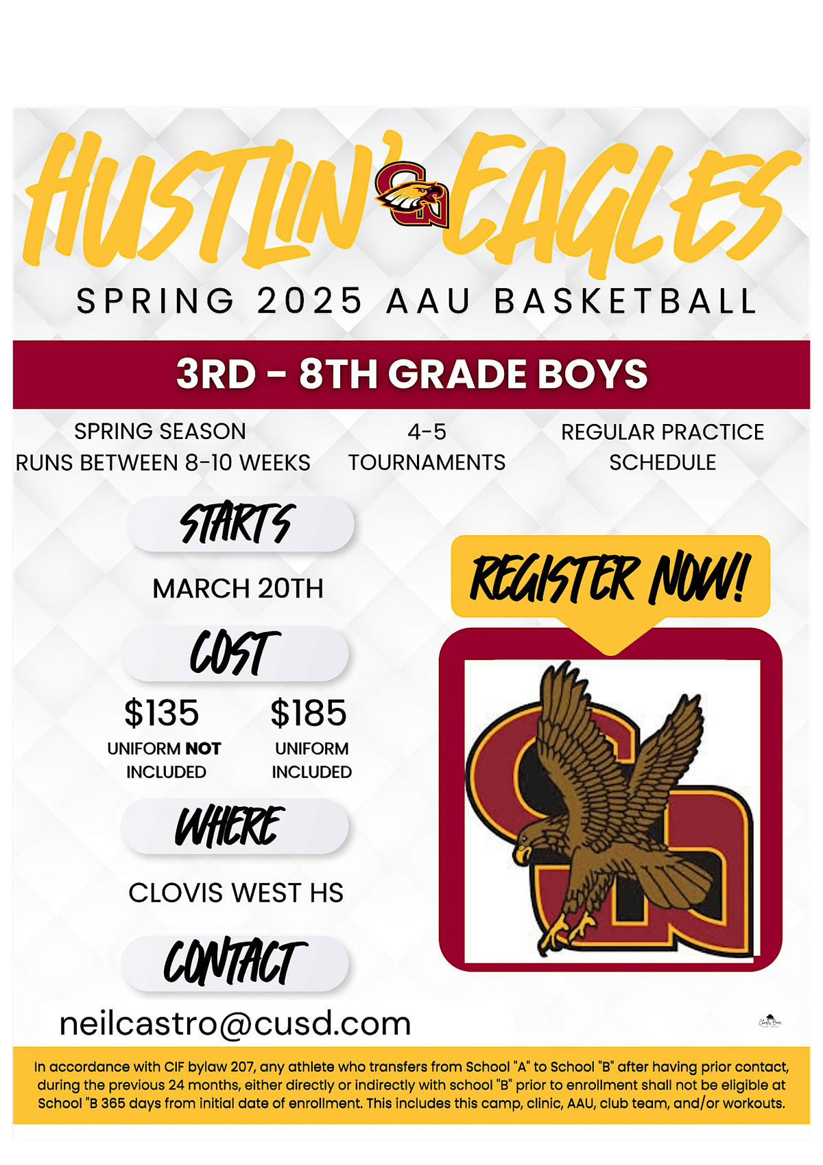 2025 Spring Hustlin' Eagles Boys AAU Basketball @ Clovis West