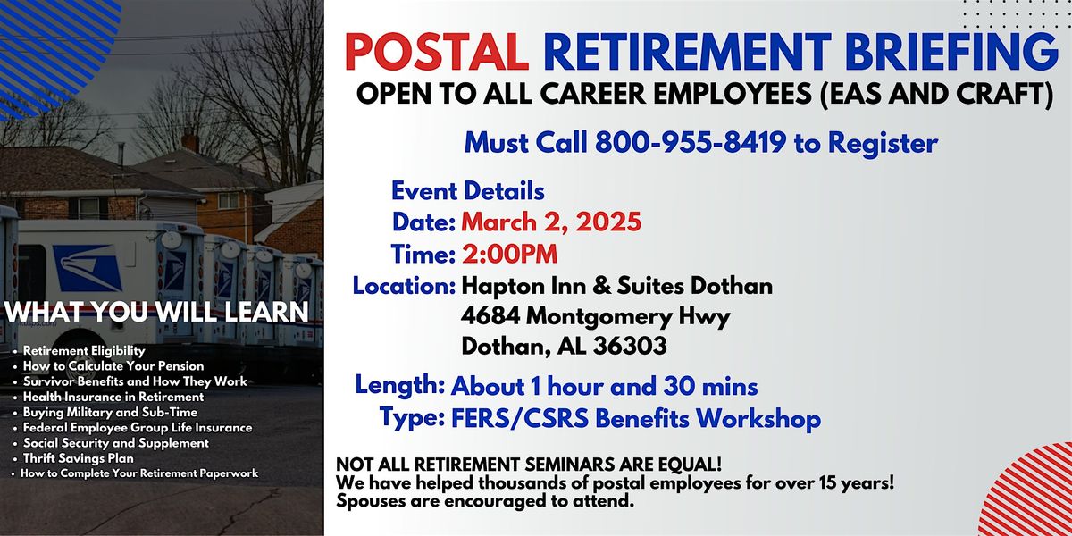 Postal Retirement Seminar Dothan AL 03\/02\/2025