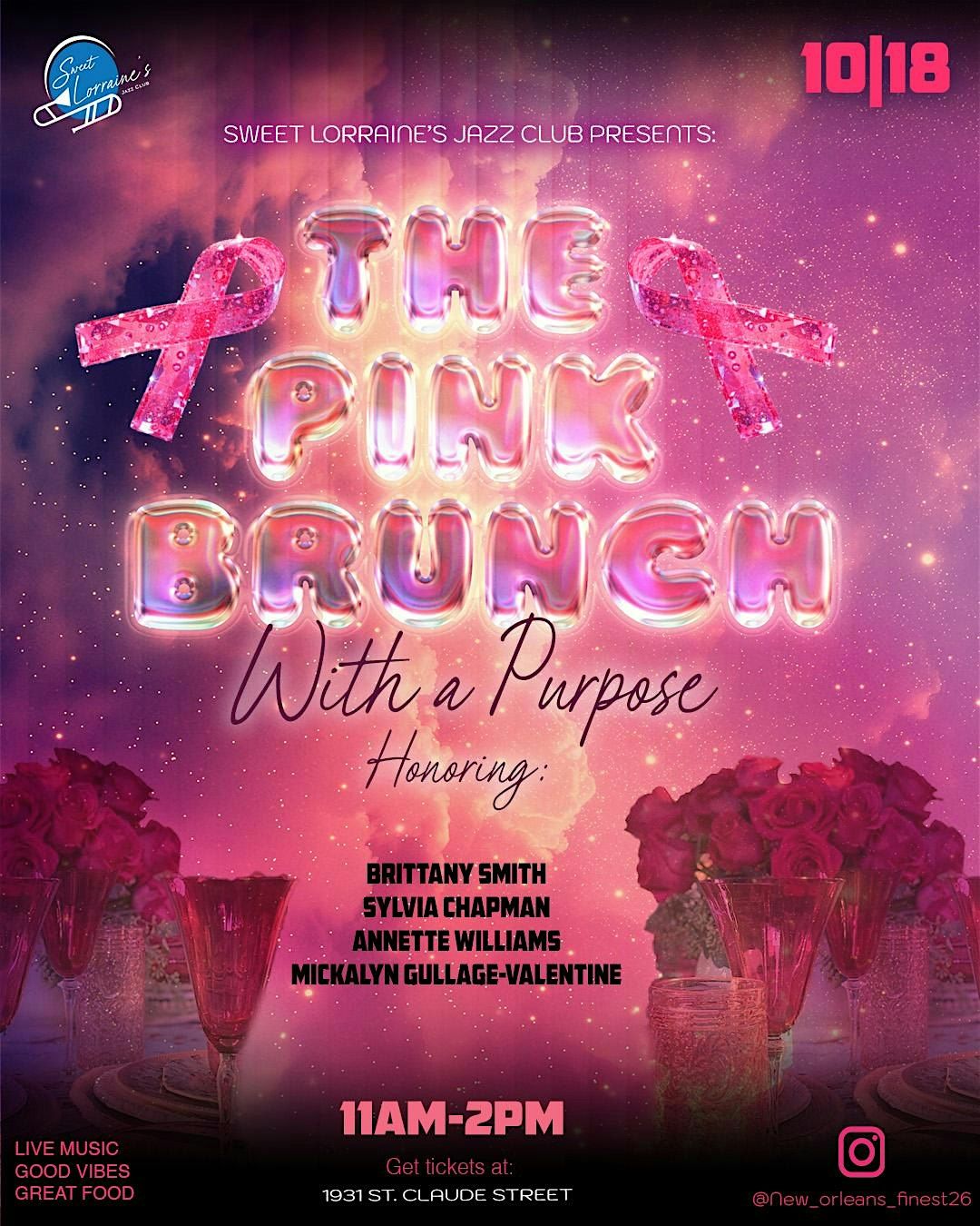 THE PINK BRUNCH at SWEET LORRAINE'S JAZZ CLUB!