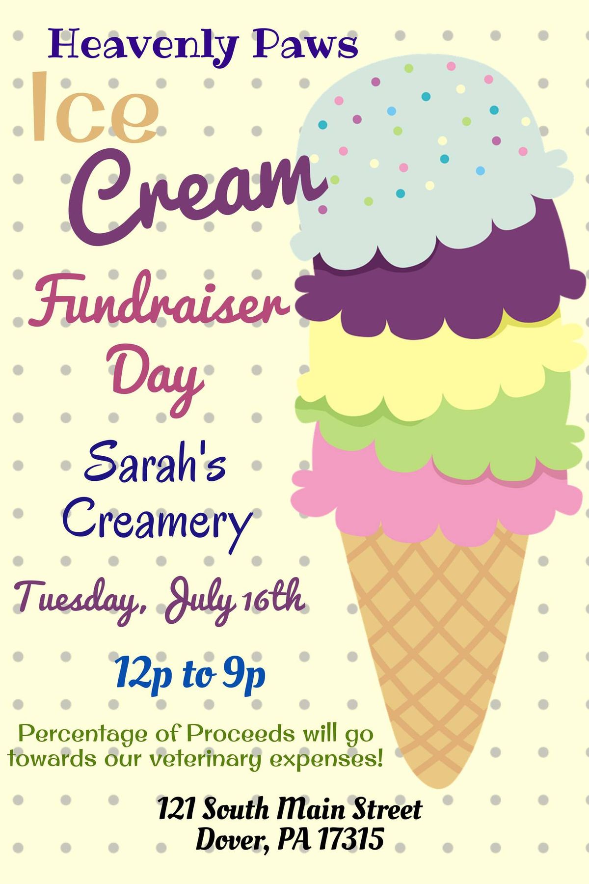 Heavenly Paws Sarah's Creamery Fundraiser Day