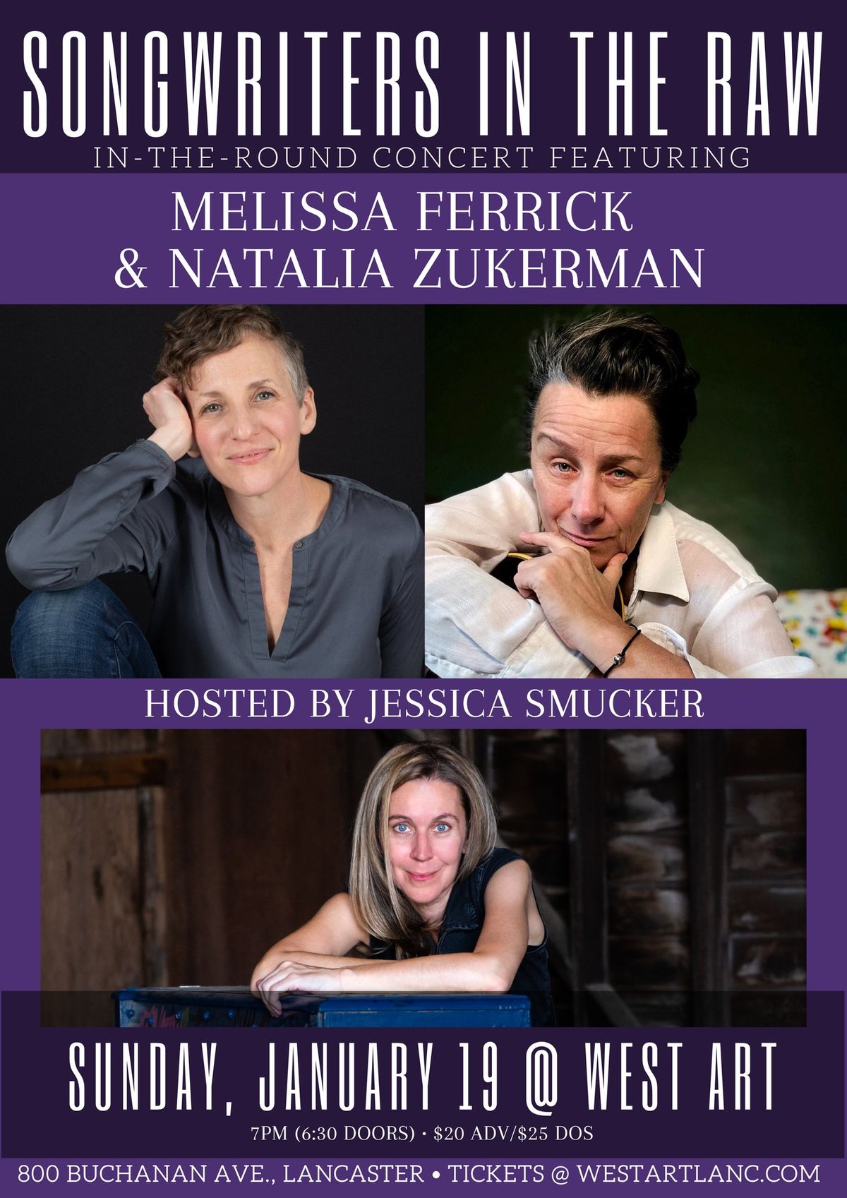 Songwriters in the Raw w\/Jessica Smucker, featuring Melissa Ferrick & Natalia Zukerman