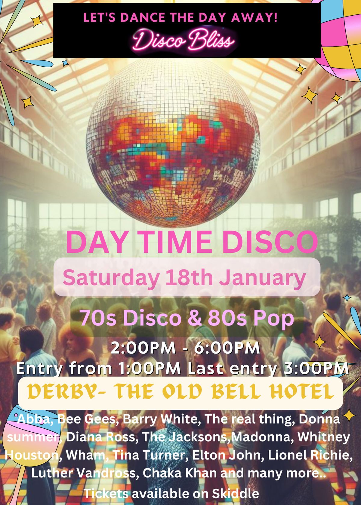 Disco Bliss - Day Party! 70s Disco 80s Pop. Saturday 18th January 2025