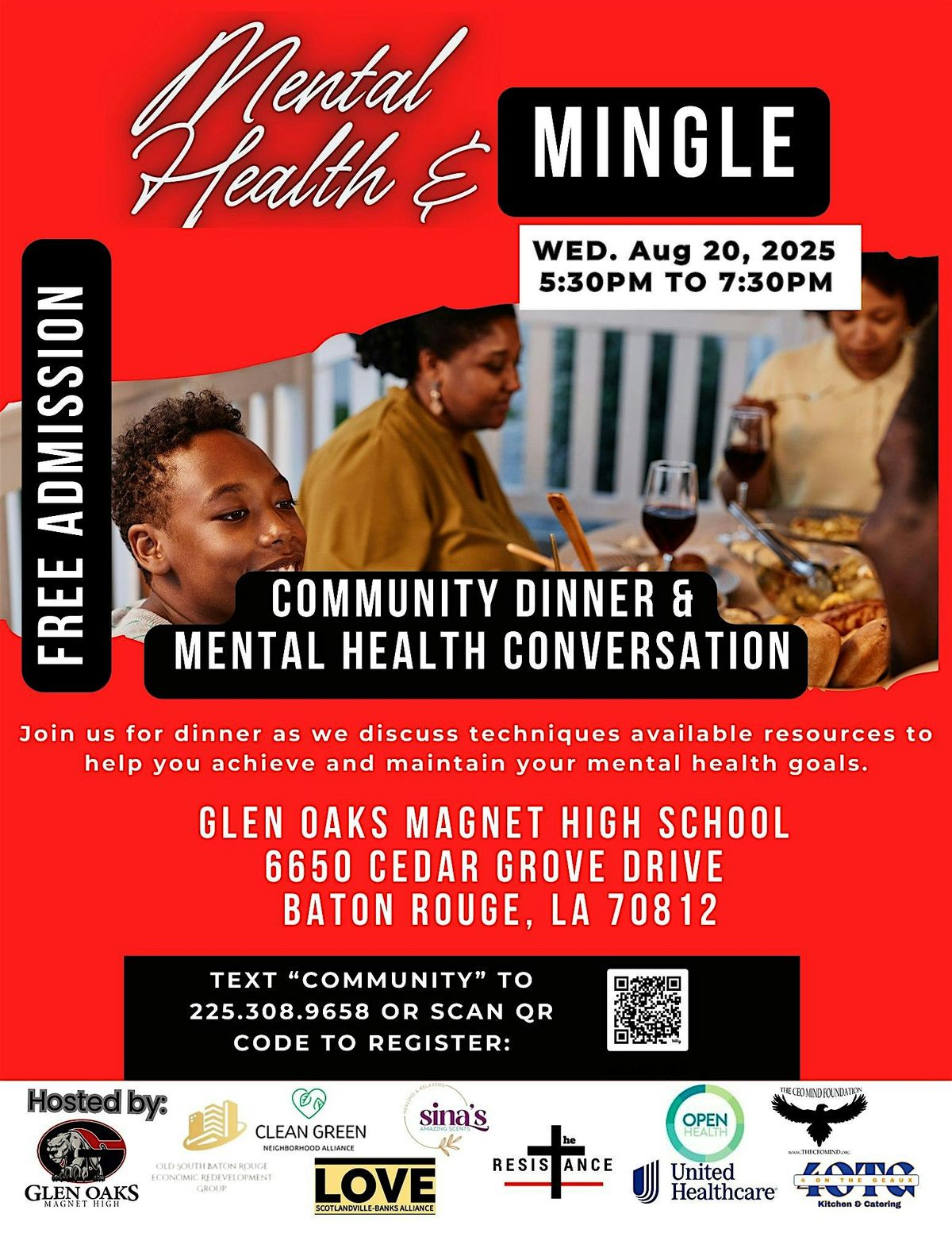 Mental Health & Mingle: Community Dinner and Mental Health Conversation