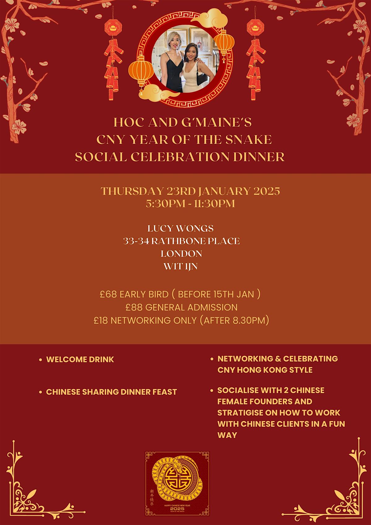 HOC & G'MAINE's Chinese new year networking social dinner