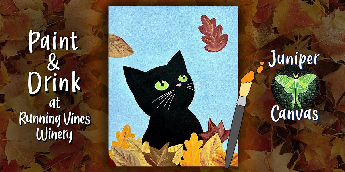 Paint & Drink at Running Vines Winery: Cat in Leaves