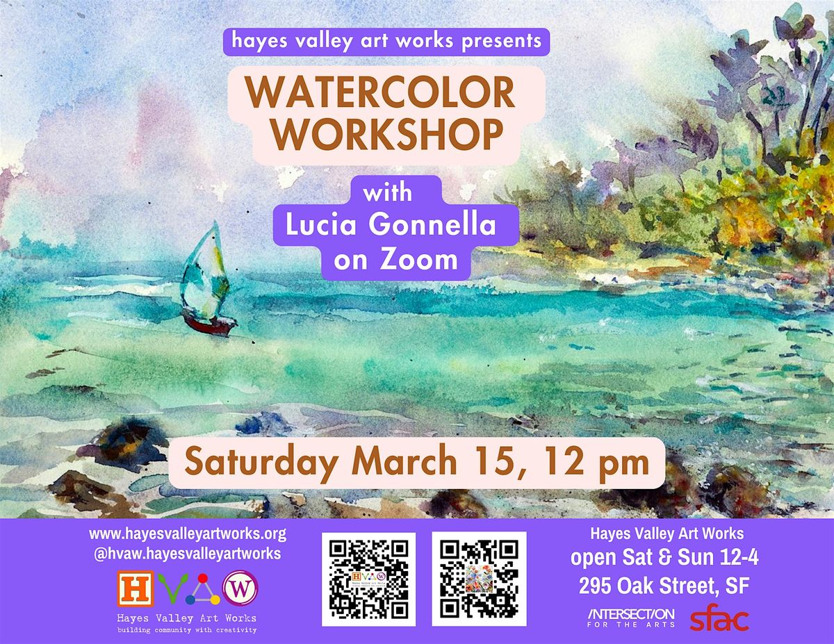 Watercolor Workshop  with Lucia Gonnella  Sat, March 15, 2025   ---  12p