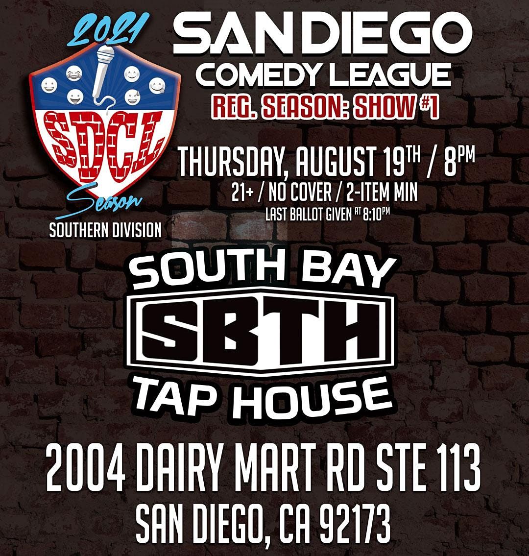 San Diego Comedy League Show at South Bay Tap House, Thu. 8\/19 , 8pm