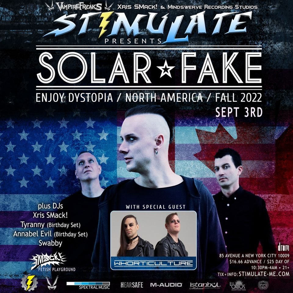 STIMULATE presents SOLAR FAKE on their "Enjoy Dystopia" North American Tour Sept 3rd!