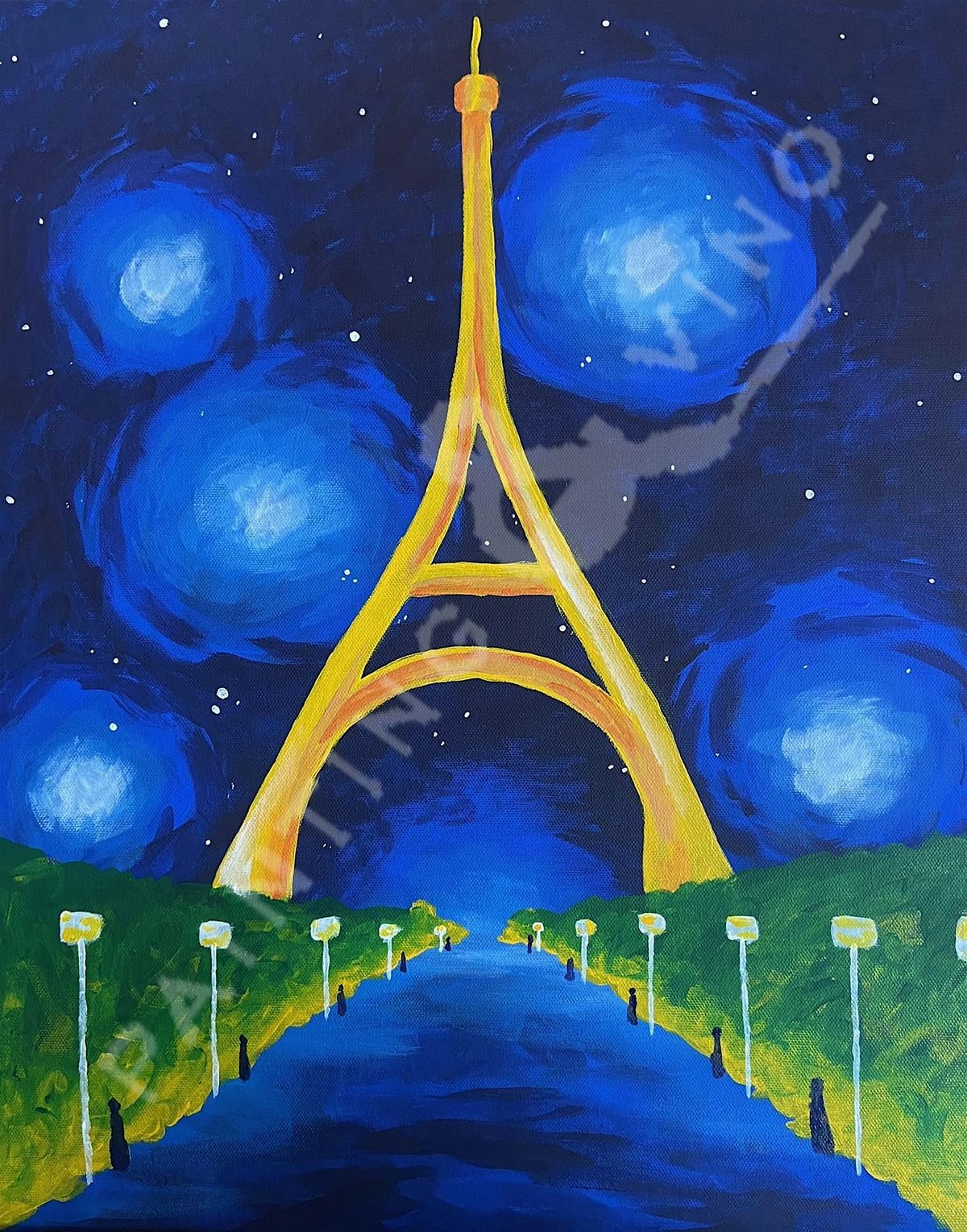 Starry Night Eiffel Tower - Paint and Sip Pomona