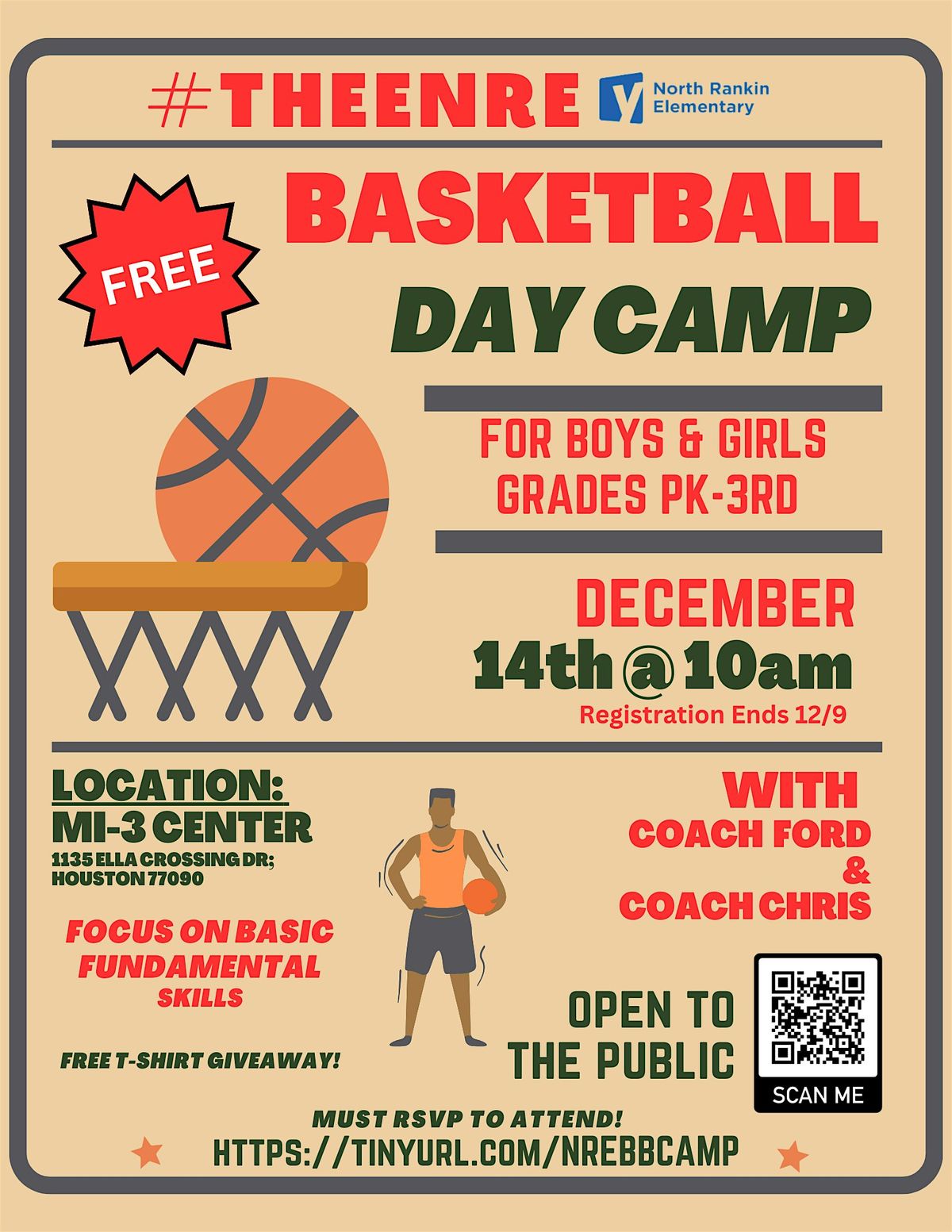 FREE Basketball Camp for Grades PK-3rd Grade